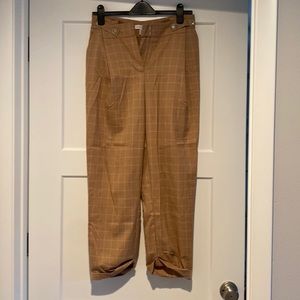 Topshop Tan Checkered Trousers